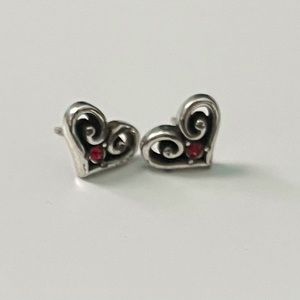 Brighton silver heart ruby earrings